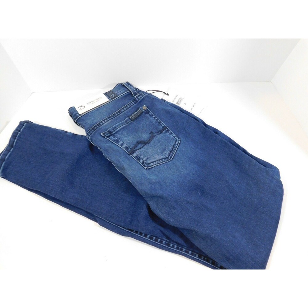 NEW 7 For All Mankind Midrise Super SKinny Jeans sz 25 Blue Denim